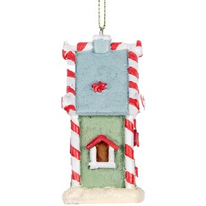 Clayre & Eef Dekoračný záves Domček 6x4x8 cm Zelená Biela