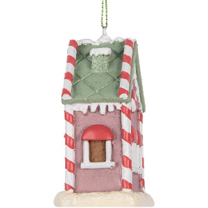 Clayre & Eef Dekoračný záves Domček 6x4x8 cm Ružový, Biely, Červený