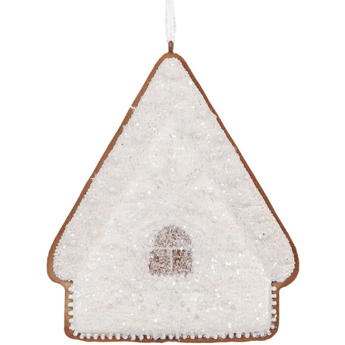 Clayre & Eef Dekoračný záves Domček 9x1x10 cm Biely/Hnedý