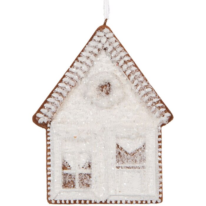 Clayre & Eef Záves Domček 8x1x10 cm Biely a hnedý