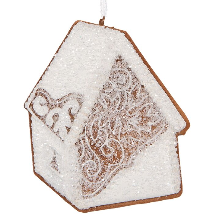 Clayre & Eef Záves Domček 9x1x10 cm Biely Hnedý