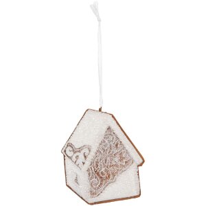 Clayre & Eef Záves Domček 9x1x10 cm Biely...