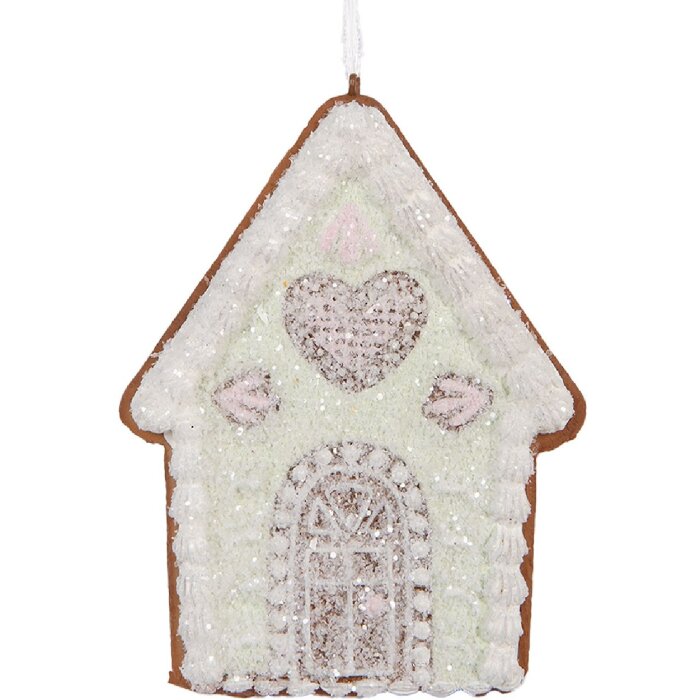 Clayre & Eef 6PR5336 Dekoračný záves Dom 8x1x10 cm Zelená/Biela