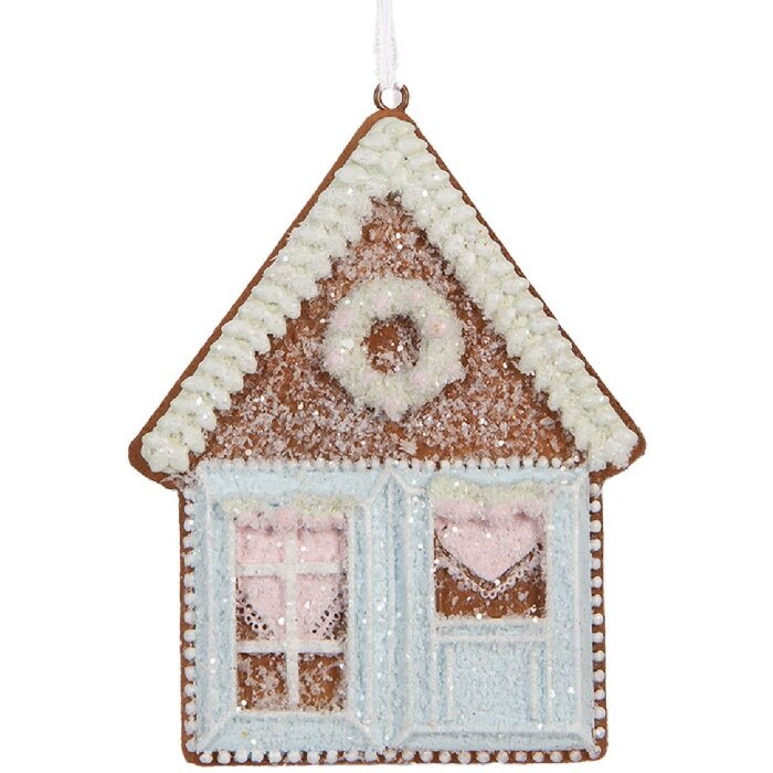 Clayre & Eef 6PR5337 Dekoračný záves Domček 8x1x10 cm Modrobiela