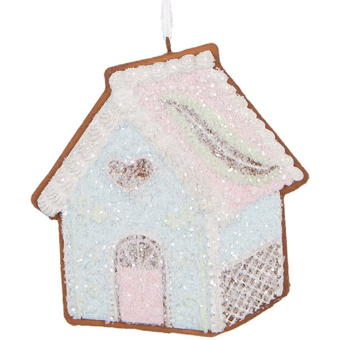 Clayre & Eef 6PR5338 Dekoračný záves Domček 9x1x10 cm modrá/biela