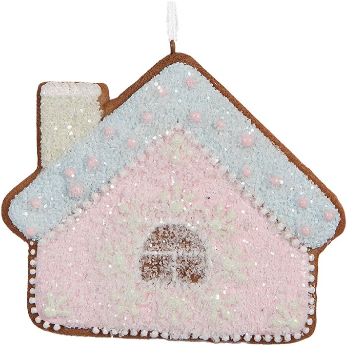 Clayre & Eef Záves Domček 9x1x8 cm Ružovo-modrý