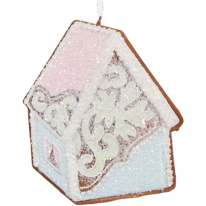 Clayre & Eef Záves Domček Modro-Ružový 9x1x10 cm