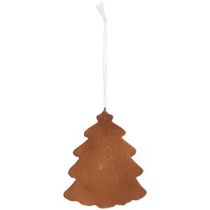 Clayre & Eef Vianočný závesný ornament Stromček 9x1x10 cm Biely Hnedý