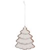 Clayre & Eef Vianočný závesný ornament Stromček 9x1x10 cm Biely Hnedý