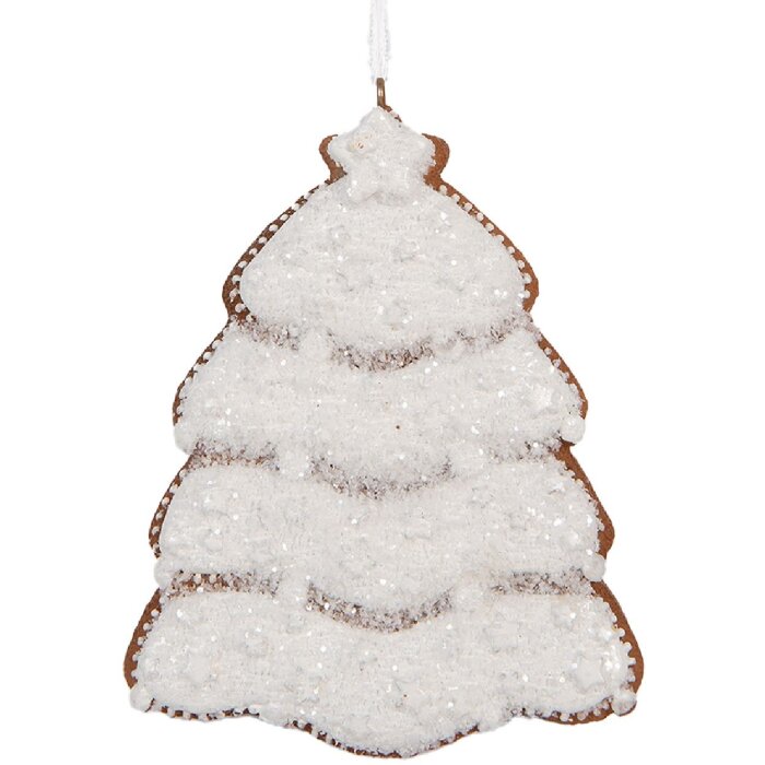 Clayre & Eef 6PR5350 Závesný dekor na vianočný stromček 8x1x10 cm Biely Hnedý