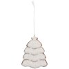 Clayre & Eef 6PR5350 Závesný dekor na vianočný stromček 8x1x10 cm Biely Hnedý