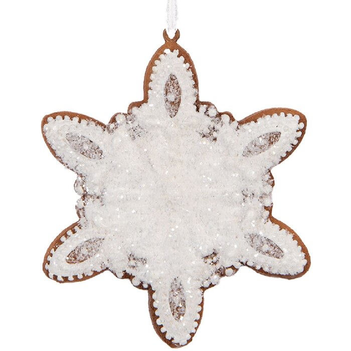 Clayre & Eef 6PR5355 Dekoračný záves Snehová vločka 9x1x10 cm biely/hnedý