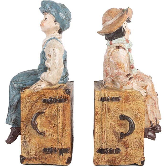 Clayre & Eef 6PR5556 Podpätky na knihy 2ks 19x10x22 cm hnedá & modrá