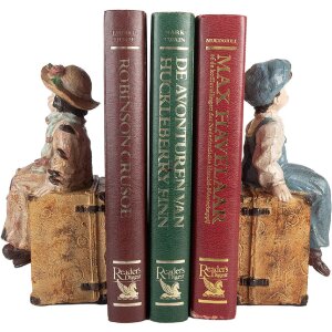 Clayre & Eef 6PR5556 Podpätky na knihy 2ks 19x10x22 cm hnedá & modrá