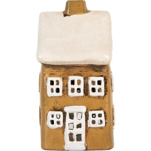 Clayre & Eef Domček Dekorácia 8x7x15 cm Hnedá Béžová