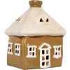 Clayre & Eef Dekoračný dom 12x9x14 cm hnedo-béžový