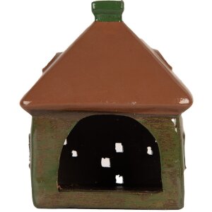 Clayre & Eef Dekoračný dom 12x9x14 cm zelenohnedý