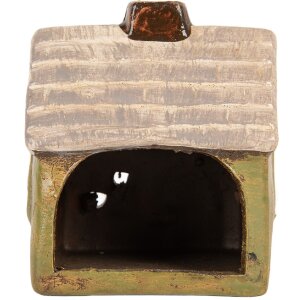 Clayre & Eef Dekoračný domček 8x7x10 cm – zelený/béžový