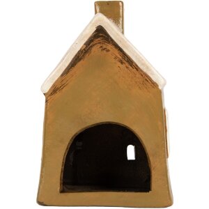 Clayre & Eef Dekoračný domček 12x8x18 cm hnedo-béžový
