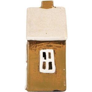 Clayre & Eef Dekoračný domček 12x8x18 cm hnedo-béžový