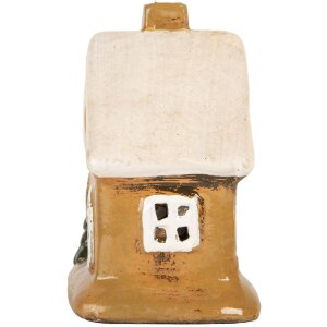 Clayre & Eef Dekoračný domček 9x7x11 cm hnedo-béžový
