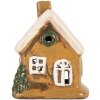 Clayre & Eef Dekoračný domček 9x7x11 cm hnedo-béžový
