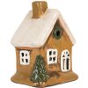 Clayre & Eef Dekoračný domček 9x7x11 cm hnedo-béžový