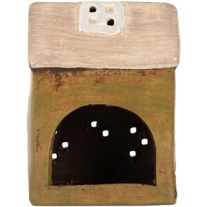 Clayre & Eef Keramický domček 10x7x14 cm zelený-béžový