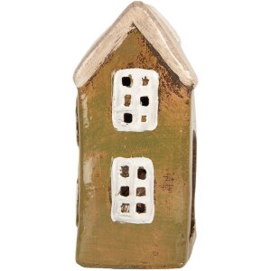 Clayre & Eef Keramický domček 10x7x14 cm zelený-béžový