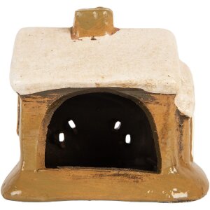 Clayre & Eef Dekoračný domček 9x7x9 cm hnedo-béžový