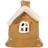 Clayre & Eef Dekoračný domček 9x7x9 cm hnedo-béžový
