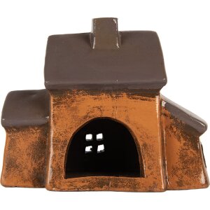 Clayre & Eef Dekoračný domček 20x11x16 cm oranžovo-sivý