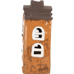 Clayre & Eef Dekoračný domček 13x10x24 cm sivý a oranžový