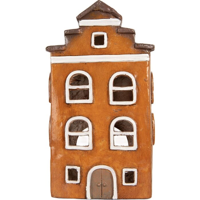 Clayre & Eef Dekoračný dom 20x15x34 cm Oranžovo-sivý