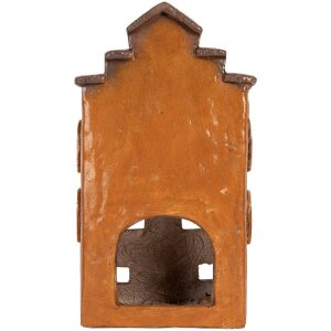 Clayre & Eef Dekoračný dom 20x15x34 cm Oranžovo-sivý