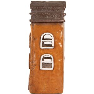 Clayre & Eef Dekoračný dom 20x15x34 cm Oranžovo-sivý