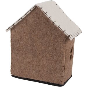 Clayre & Eef Filcový domček 17x9x19 cm hnedá/biela