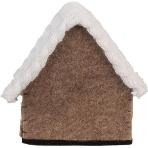 Clayre & Eef 66306 plstený domček dekorácia hnedo biely 13x10x13 cm