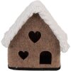 Clayre & Eef 66306 plstený domček dekorácia hnedo biely 13x10x13 cm