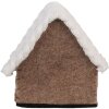 Clayre & Eef 66306 plstený domček dekorácia hnedo biely 13x10x13 cm