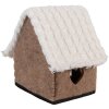 Clayre & Eef 66306 plstený domček dekorácia hnedo biely 13x10x13 cm