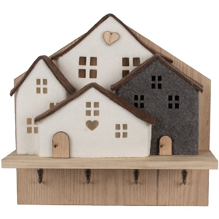 Clayre & Eef 66307 Garderoba s plstenými domčekmi 40x13x40 cm