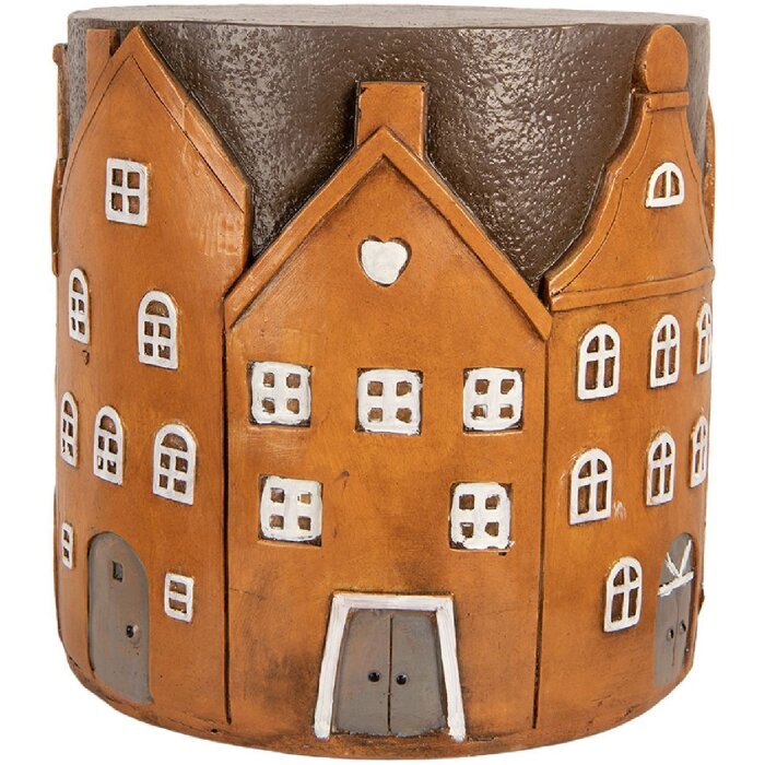 Clayre & Eef 6MG0128 Záhradný stolík Ø 39x39 cm Oranžovo-sivý