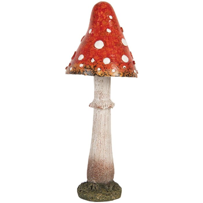 Clayre & Eef Dekoračný hríb rot-biely 9x23 cm