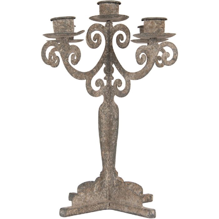 Clayre & Eef 6Y5818 svietnik 26x26x35 cm sivobéžový