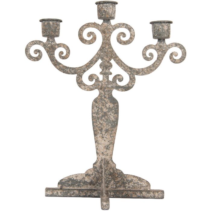 Clayre & Eef 6Y5822 svietnik 21x15x25 cm sivobéžový