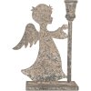Clayre & Eef 6Y5823 Sviečnik Anjel 20x9x28 cm sivobéžový