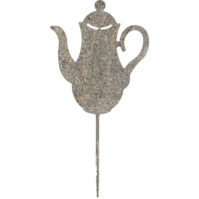 Clayre & Eef 6Y5828 Záhradný čajník 20x1x40 cm Sivobéžový