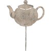 Clayre & Eef Záhradný dekoratívny čajník 26x1x35 cm sivobéžový