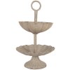 Clayre & Eef Etagere 2-poschodová Ø 15x24 cm sivobéžová